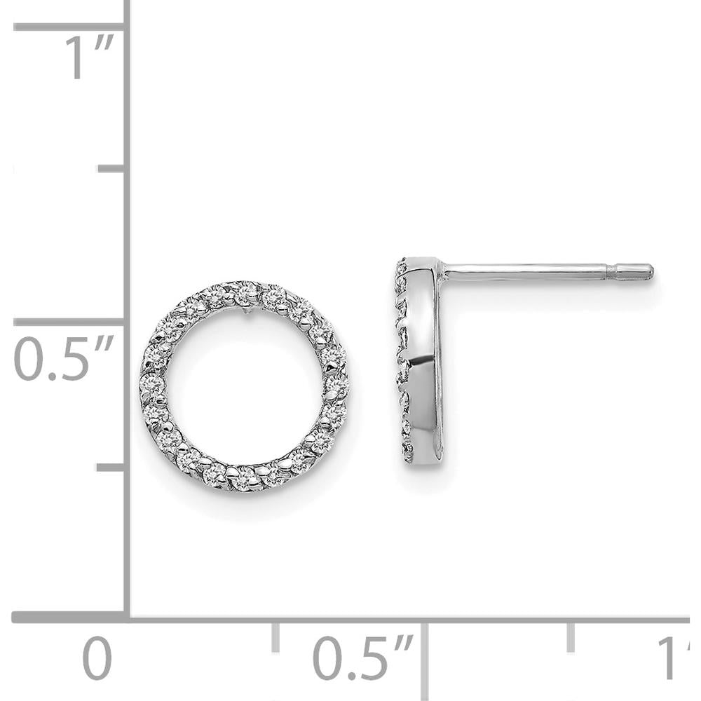 14K White Gold Diamond Open Circle Button Earrings - 0.08 Carat Total Diamond Weight by Monteluci Fine Jewelry