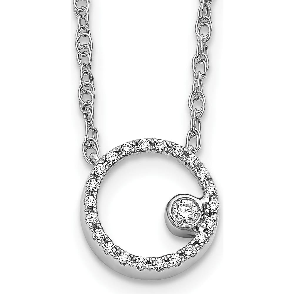 14K White Gold Diamond Open Circle Necklace with 0.048 Carat Total Diamond Weight by Monteluci Fine Jewelry