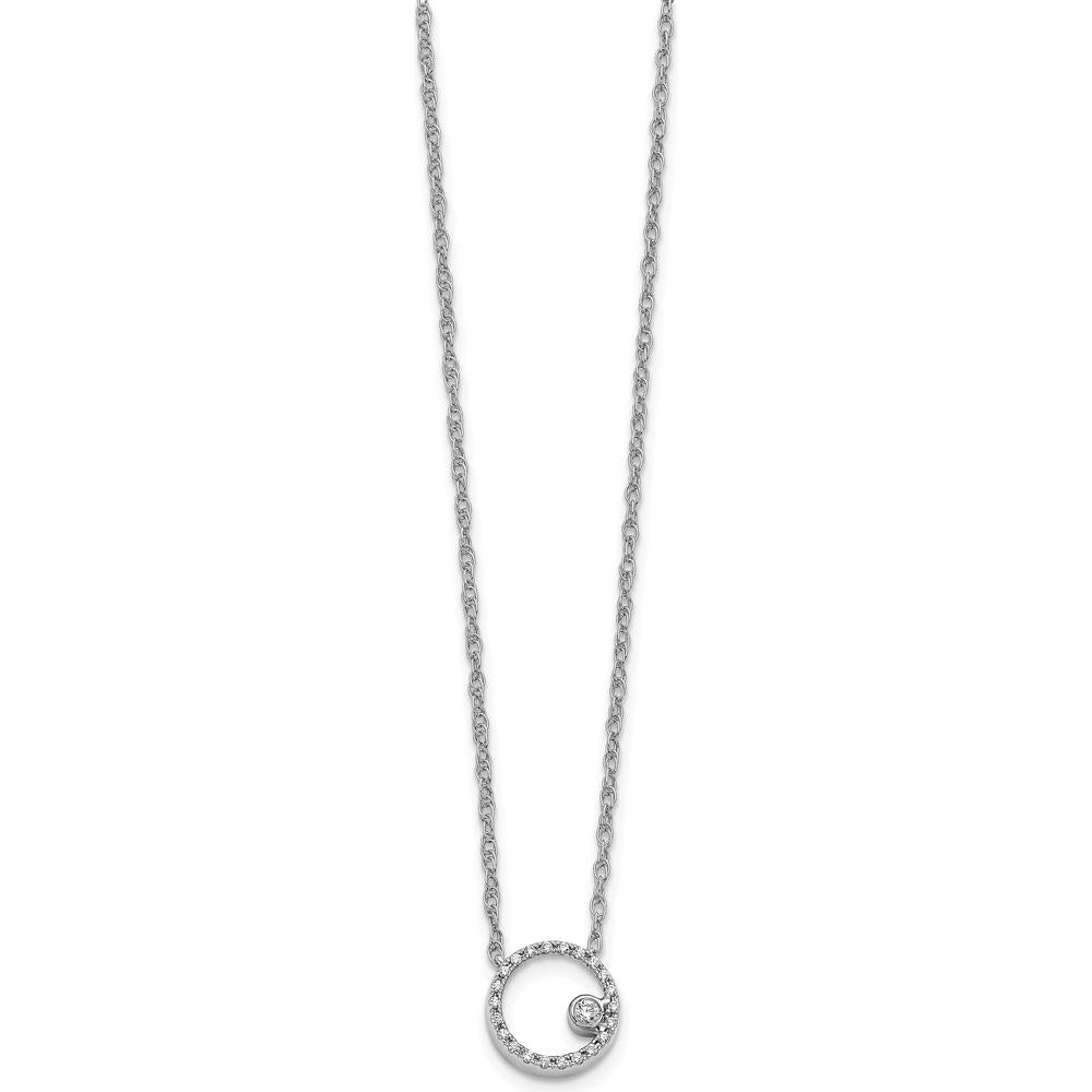 14K White Gold Diamond Open Circle Necklace with 0.048 Carat Total Diamond Weight by Monteluci Fine Jewelry