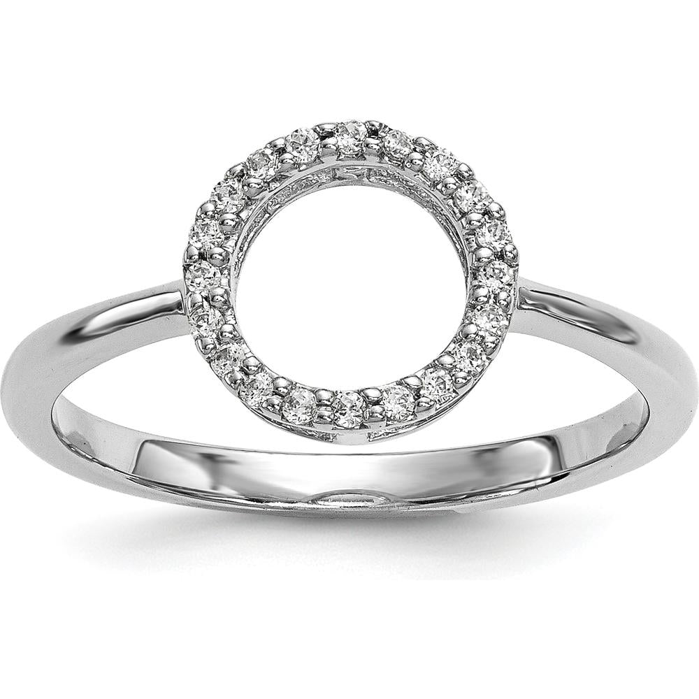 14K White Gold Diamond Open Circle Ring with 20 Round Diamonds - 0.004 Carat Total Diamond Weight by Oro Pregiato