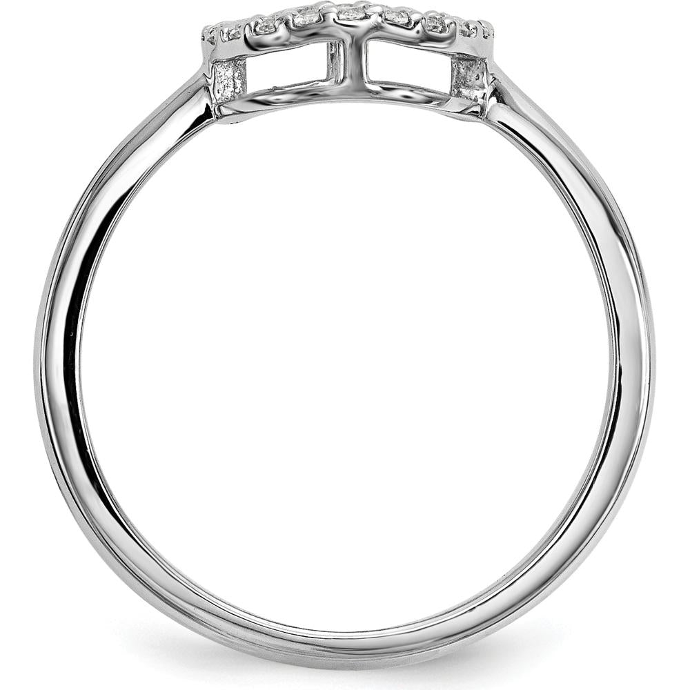 14K White Gold Diamond Open Circle Ring with 20 Round Diamonds - 0.004 Carat Total Diamond Weight by Oro Pregiato