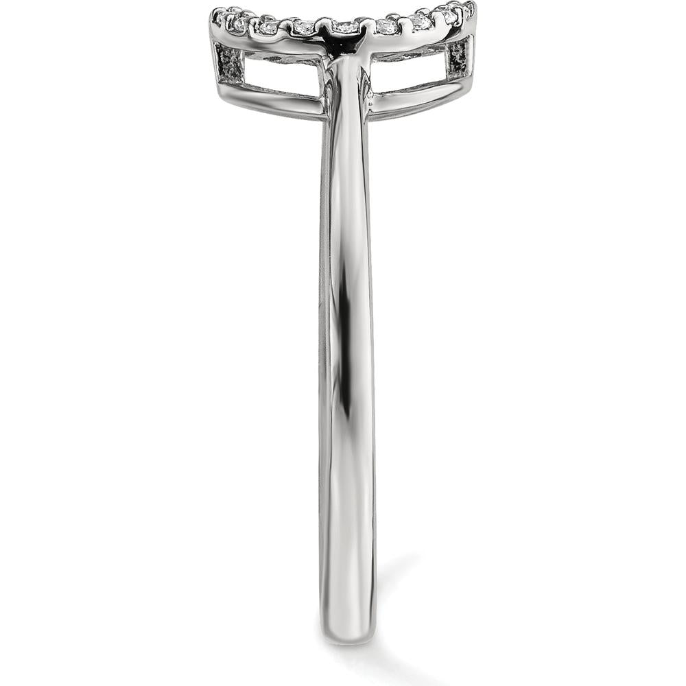 14K White Gold Diamond Open Circle Ring with 20 Round Diamonds - 0.004 Carat Total Diamond Weight by Oro Pregiato