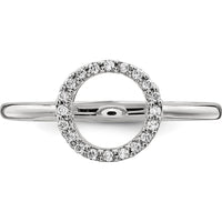 14K White Gold Diamond Open Circle Ring with 20 Round Diamonds - 0.004 Carat Total Diamond Weight by Oro Pregiato
