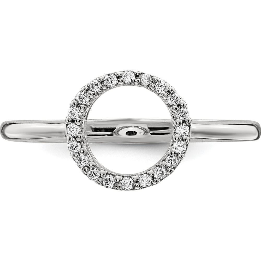 14K White Gold Diamond Open Circle Ring with 20 Round Diamonds - 0.004 Carat Total Diamond Weight by Oro Pregiato