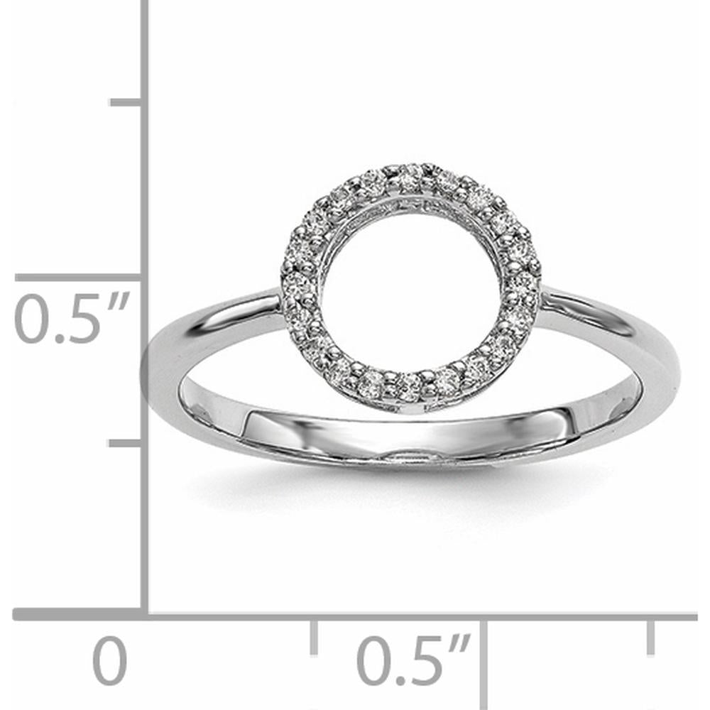 14K White Gold Diamond Open Circle Ring with 20 Round Diamonds - 0.004 Carat Total Diamond Weight by Oro Pregiato