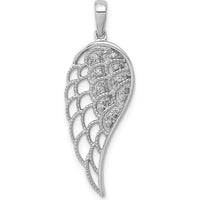 14K White Gold Diamond Open-work Wing Pendant with Round Diamonds - 0.03 Carat Total Diamond Weight by Monteluci Fine Jewelry