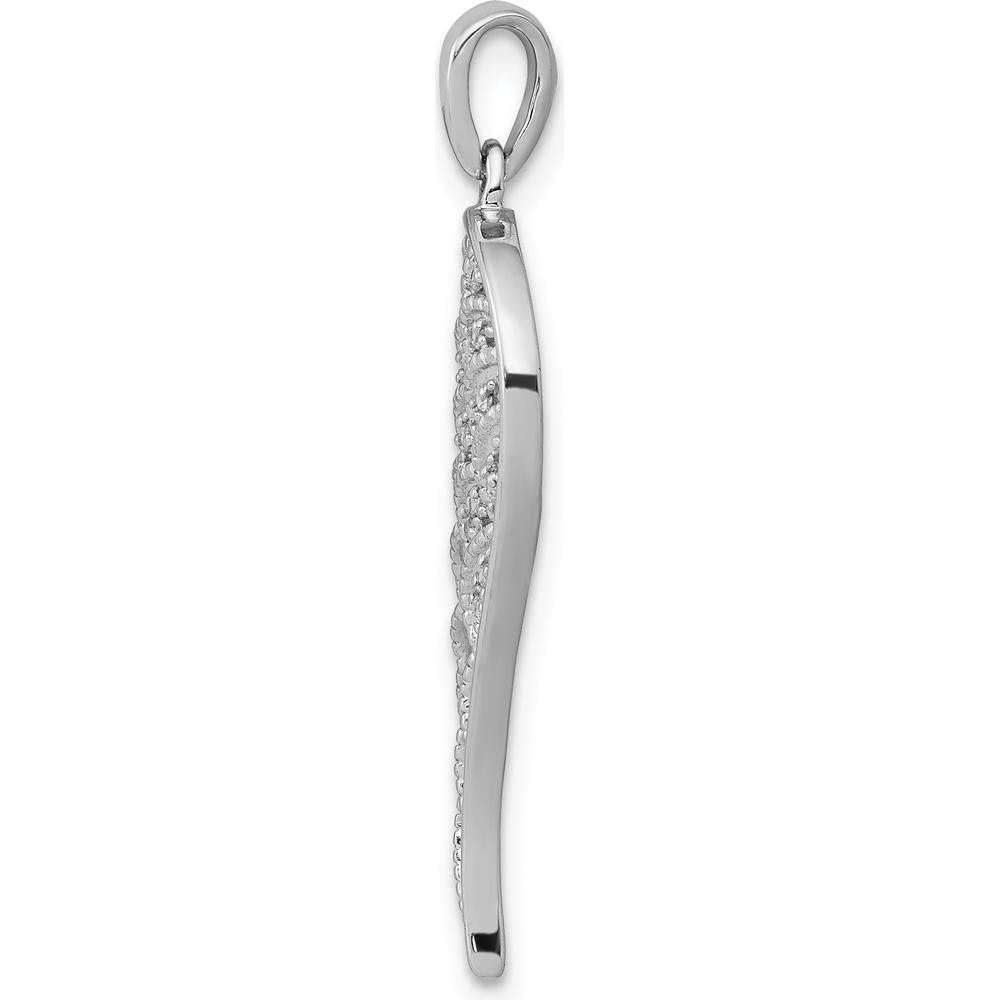 14K White Gold Diamond Open-work Wing Pendant with Round Diamonds - 0.03 Carat Total Diamond Weight by Monteluci Fine Jewelry