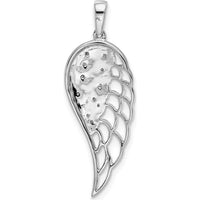 14K White Gold Diamond Open-work Wing Pendant with Round Diamonds - 0.03 Carat Total Diamond Weight by Monteluci Fine Jewelry