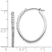 14K White Gold Diamond Oval Hinged Hoop Earrings - 0.01 Carats Total Diamond Weight by Monteluci Fine Jewelry