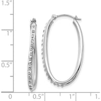 14K White Gold Diamond Oval Hinged Hoop Earrings - 0.010 Carats Total Diamond Weight by Monteluci Fine Jewelry