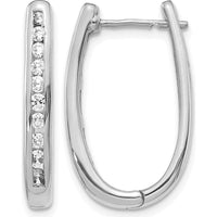 14K White Gold Diamond Oval Hinged Hoop Earrings - 0.275 Carat Total Diamond Weight by Monteluci Fine Jewelry