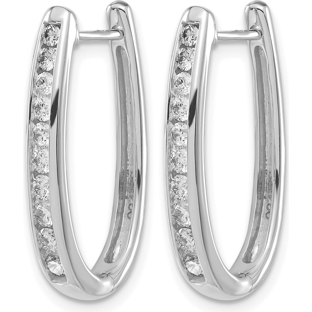 14K White Gold Diamond Oval Hinged Hoop Earrings - 0.275 Carat Total Diamond Weight by Monteluci Fine Jewelry