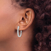 14K White Gold Diamond Oval Hinged Hoop Earrings - 0.275 Carat Total Diamond Weight by Monteluci Fine Jewelry