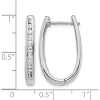14K White Gold Diamond Oval Hinged Hoop Earrings - 0.275 Carat Total Diamond Weight by Monteluci Fine Jewelry