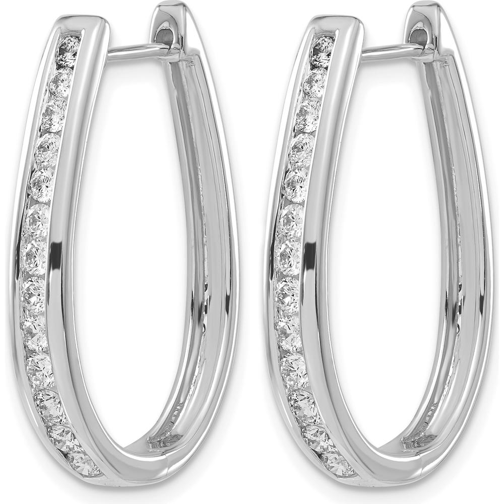 14K White Gold Diamond Oval Hinged Hoop Earrings - 0.285 Carat Total Diamond Weight by Monteluci Fine Jewelry