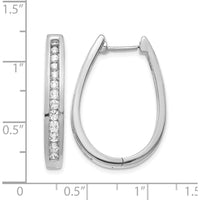 14K White Gold Diamond Oval Hinged Hoop Earrings - 0.285 Carat Total Diamond Weight by Monteluci Fine Jewelry
