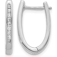 14K White Gold Diamond Oval Hinged Hoop Earrings with 18 Round Diamonds - 0.24 Carat Total Diamond Weight by Monteluci Fine Jewelry