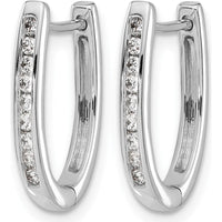 14K White Gold Diamond Oval Hinged Hoop Earrings with 18 Round Diamonds - 0.24 Carat Total Diamond Weight by Monteluci Fine Jewelry