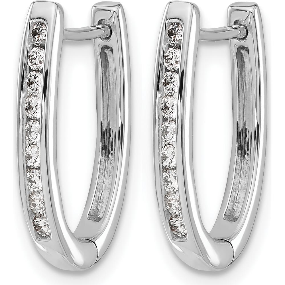 14K White Gold Diamond Oval Hinged Hoop Earrings with 18 Round Diamonds - 0.24 Carat Total Diamond Weight by Monteluci Fine Jewelry