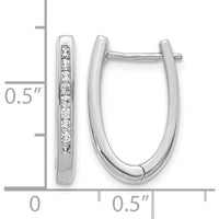 14K White Gold Diamond Oval Hinged Hoop Earrings with 18 Round Diamonds - 0.24 Carat Total Diamond Weight by Monteluci Fine Jewelry