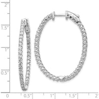 14K White Gold Diamond Oval Hoop Earrings with 74 Round Brilliant-Cut Diamonds - 0.74 Carat Total Diamond Weight by Monteluci Fine Jewelry