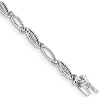 14K White Gold Diamond Oval Link Bracelet with 12 Round Diamonds - 1/20 Carats Total Diamond Weight by Monteluci Fine Jewelry
