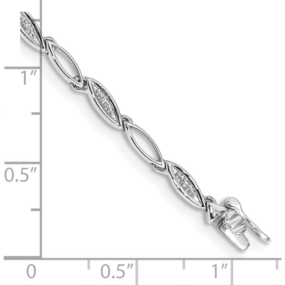 14K White Gold Diamond Oval Link Bracelet with 12 Round Diamonds - 1/20 Carats Total Diamond Weight by Monteluci Fine Jewelry
