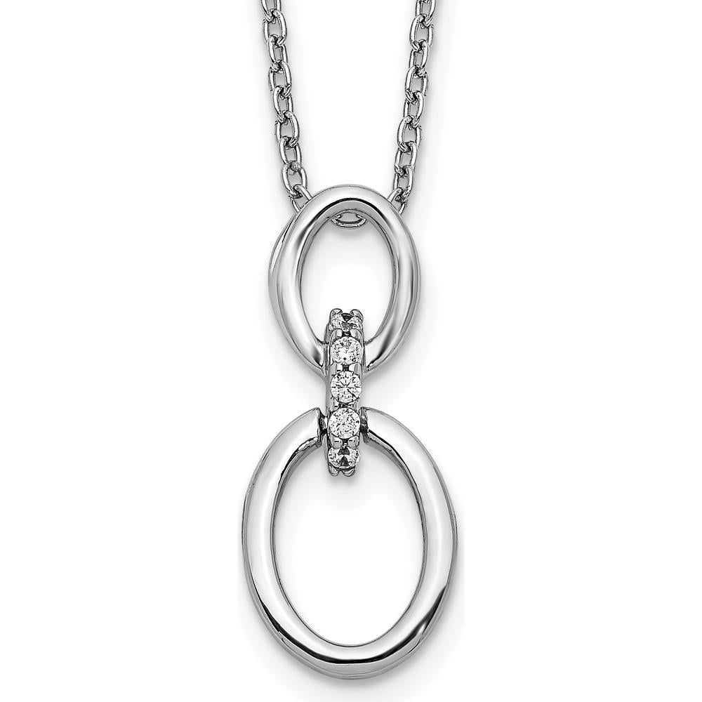 14K White Gold Diamond Oval Pendant Necklace with 5 Round Diamonds - 0.008 Carat Total Diamond Weight by Monteluci Fine Jewelry