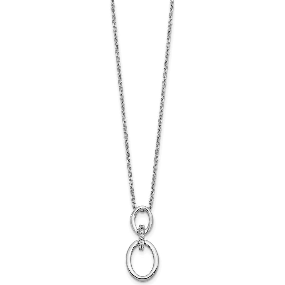 14K White Gold Diamond Oval Pendant Necklace with 5 Round Diamonds - 0.008 Carat Total Diamond Weight by Monteluci Fine Jewelry