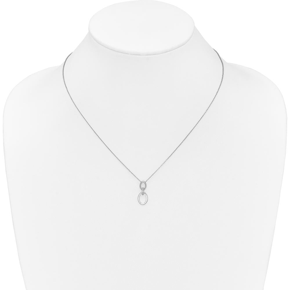 14K White Gold Diamond Oval Pendant Necklace with 5 Round Diamonds - 0.008 Carat Total Diamond Weight by Monteluci Fine Jewelry