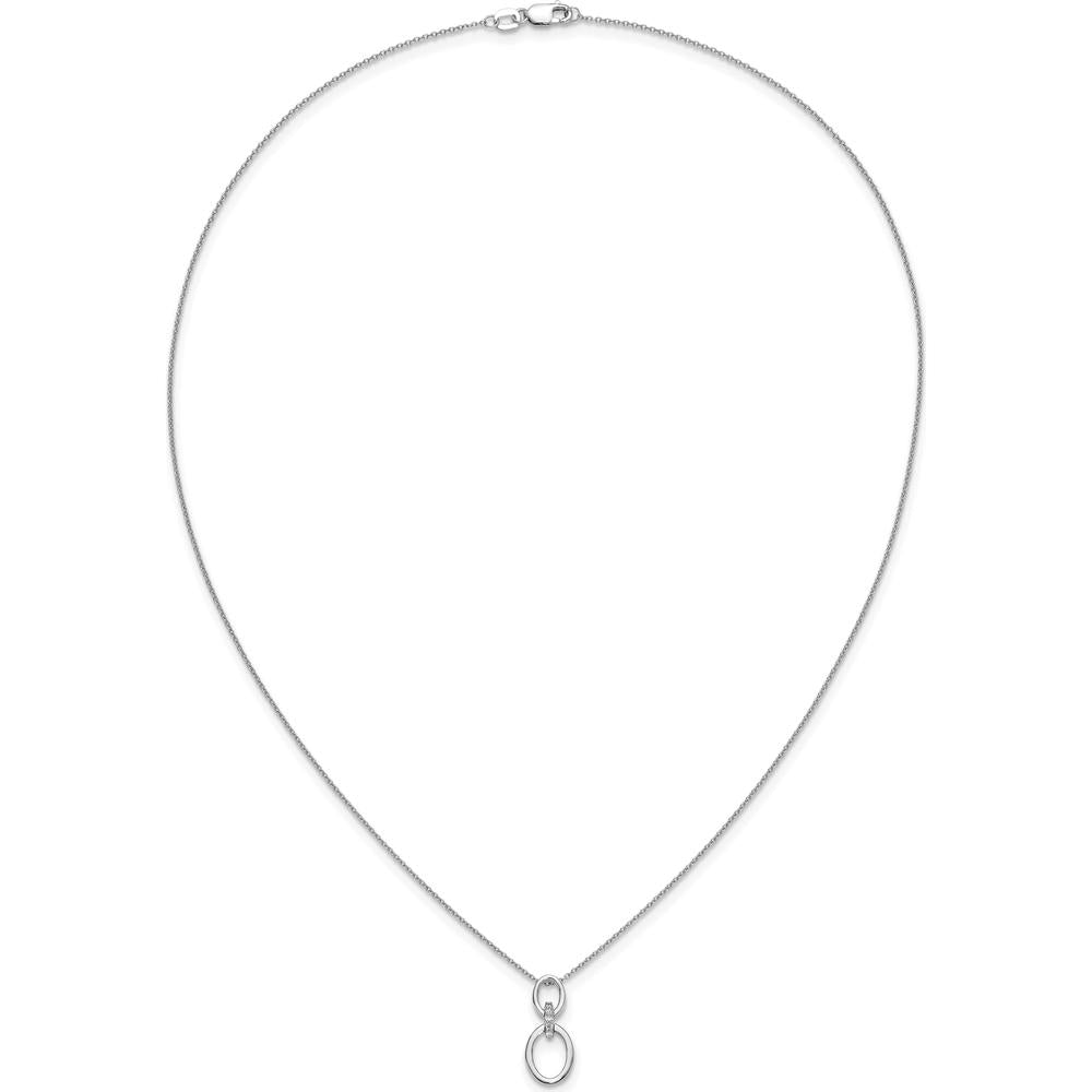 14K White Gold Diamond Oval Pendant Necklace with 5 Round Diamonds - 0.008 Carat Total Diamond Weight by Monteluci Fine Jewelry