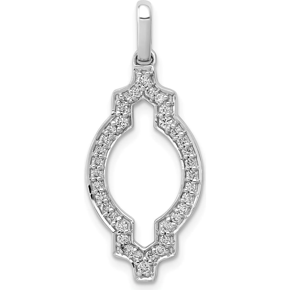 14K White Gold Diamond Oval Pendant with Round Diamonds - 0.25 Carat Total Diamond Weight by Monteluci Fine Jewelry