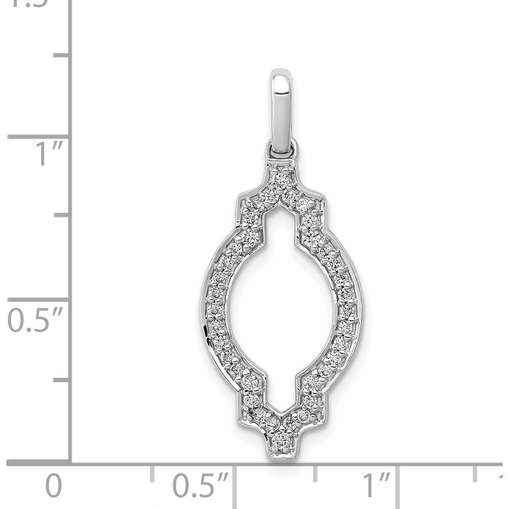 14K White Gold Diamond Oval Pendant with Round Diamonds - 0.25 Carat Total Diamond Weight by Monteluci Fine Jewelry