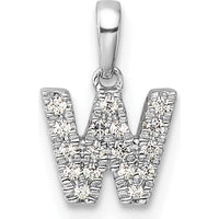 14K White Gold Diamond Pavé Letter W Initial Pendant with Bail by Oro Pregiato