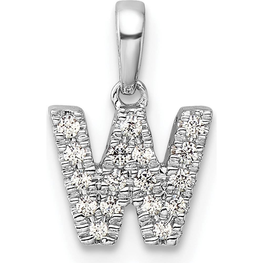 14K White Gold Diamond Pavé Letter W Initial Pendant with Bail by Oro Pregiato