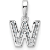 14K White Gold Diamond Pavé Letter W Initial Pendant with Bail by Oro Pregiato
