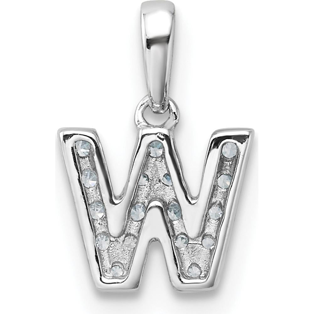 14K White Gold Diamond Pavé Letter W Initial Pendant with Bail by Oro Pregiato