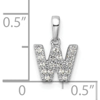 14K White Gold Diamond Pavé Letter W Initial Pendant with Bail by Oro Pregiato