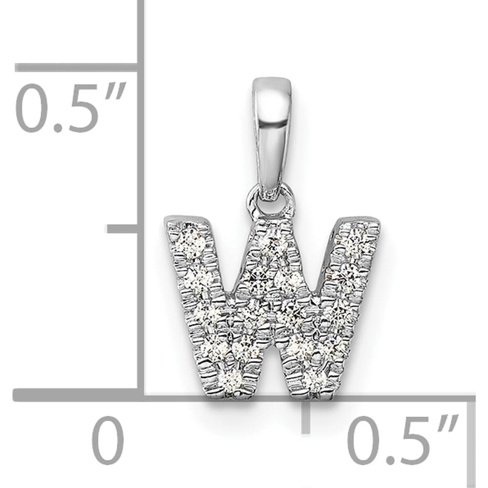 14K White Gold Diamond Pavé Letter W Initial Pendant with Bail by Oro Pregiato