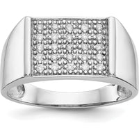 14K White Gold Diamond Pave Men's Ring with Tapered Band - 0.25 Carat Total Diamond Weight by 0
