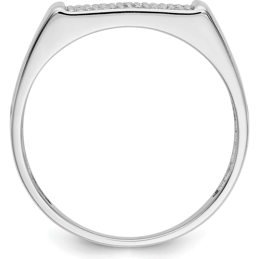 14K White Gold Diamond Pave Men's Ring with Tapered Band - 0.25 Carat Total Diamond Weight by 0