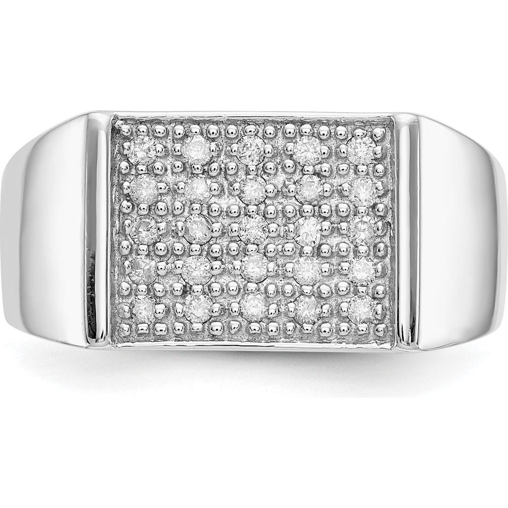 14K White Gold Diamond Pave Men's Ring with Tapered Band - 0.25 Carat Total Diamond Weight by 0