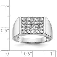 14K White Gold Diamond Pave Men's Ring with Tapered Band - 0.25 Carat Total Diamond Weight by 0