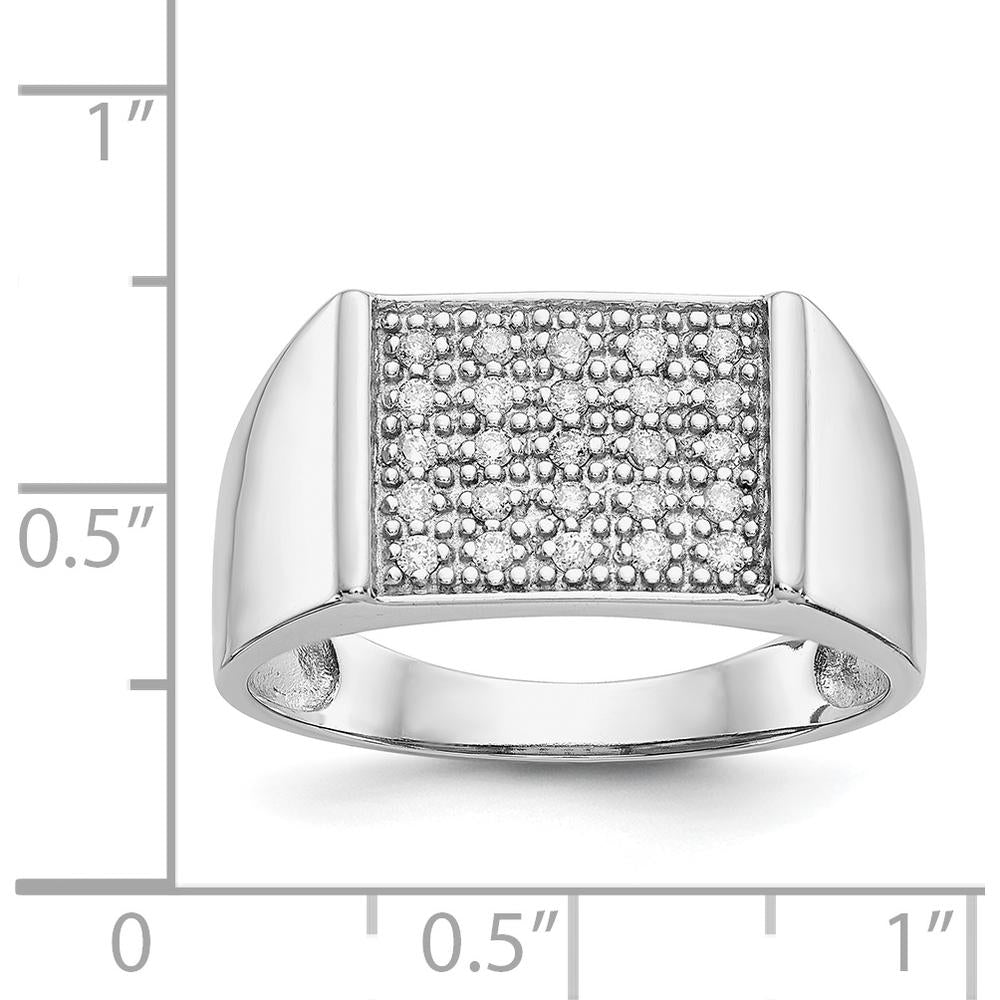14K White Gold Diamond Pave Men's Ring with Tapered Band - 0.25 Carat Total Diamond Weight by 0