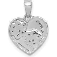 14K White Gold Diamond Paw Print Heart Pendant - 0.08 Carat Total Diamond Weight by Monteluci Fine Jewelry
