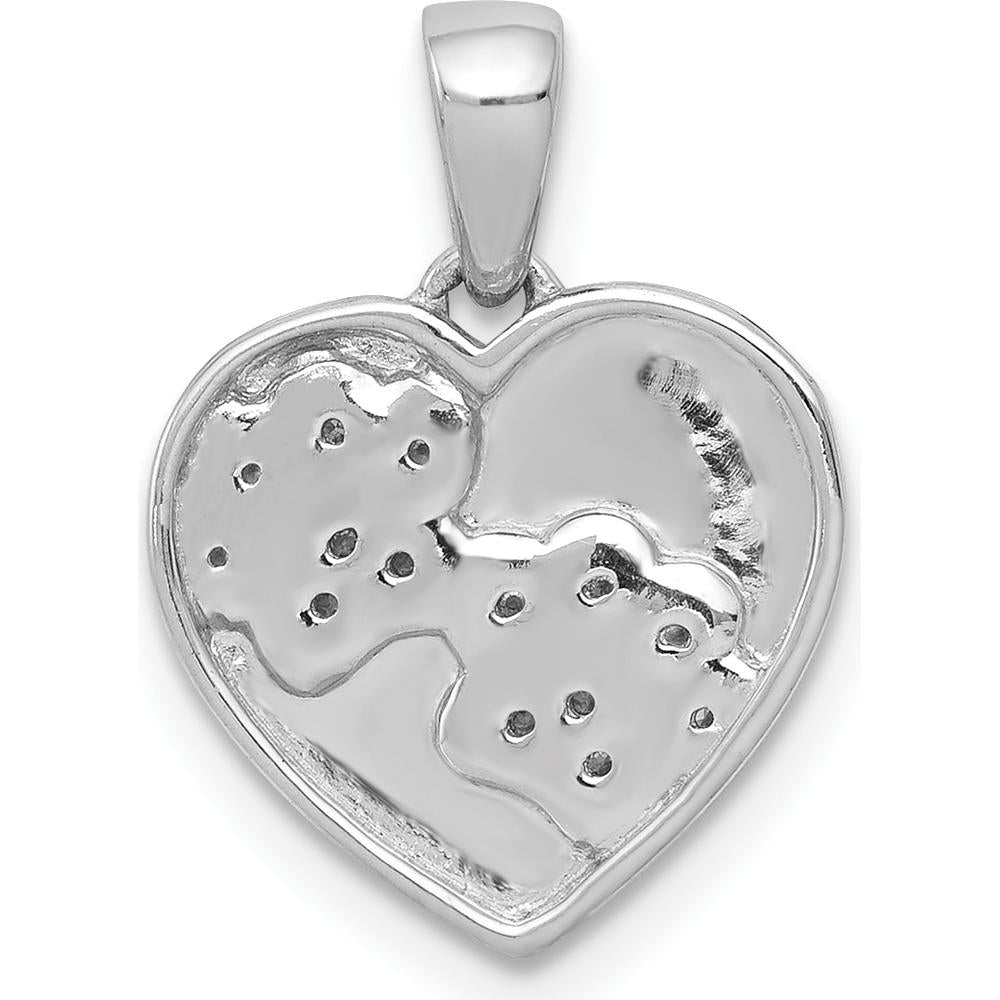 14K White Gold Diamond Paw Print Heart Pendant - 0.08 Carat Total Diamond Weight by Monteluci Fine Jewelry