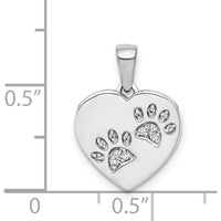 14K White Gold Diamond Paw Print Heart Pendant - 0.08 Carat Total Diamond Weight by Monteluci Fine Jewelry