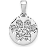 14K White Gold Diamond Paw Print Pendant - 0.02 Carat Total Diamond Weight by Monteluci Fine Jewelry