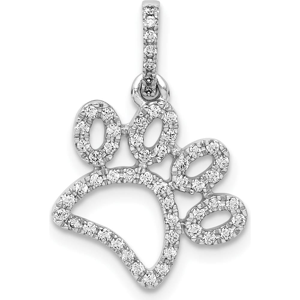 14K White Gold Diamond Paw Print Pendant with 1/4 Carat Total Diamond Weight by Monteluci Fine Jewelry