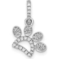 14K White Gold Diamond Paw Print Pendant with Round Diamonds - 0.10 Carat Total Diamond Weight by Monteluci Fine Jewelry